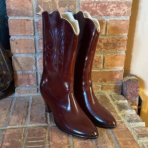 Vtg Moulded Construction Lined Heeled Boots